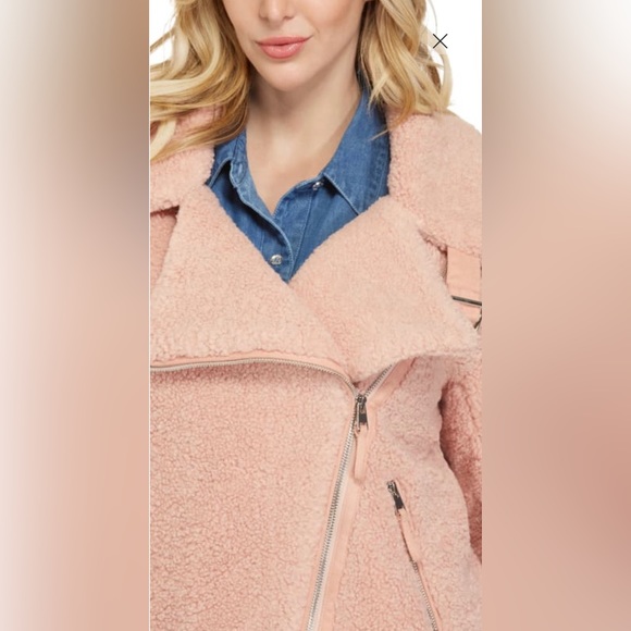 NWT GUESS✨GRETCHEN SHERPA MOTO COAT-Med - Picture 6 of 6